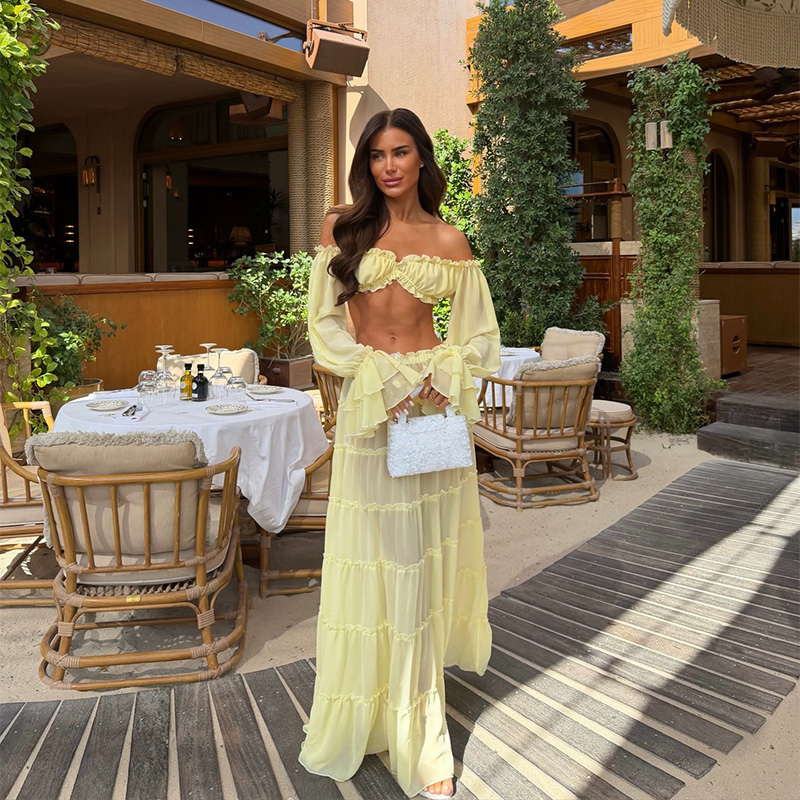 Completo Gonna Lunga Gialla Ch - Blouse Off Shoulder recensione e prezzo
