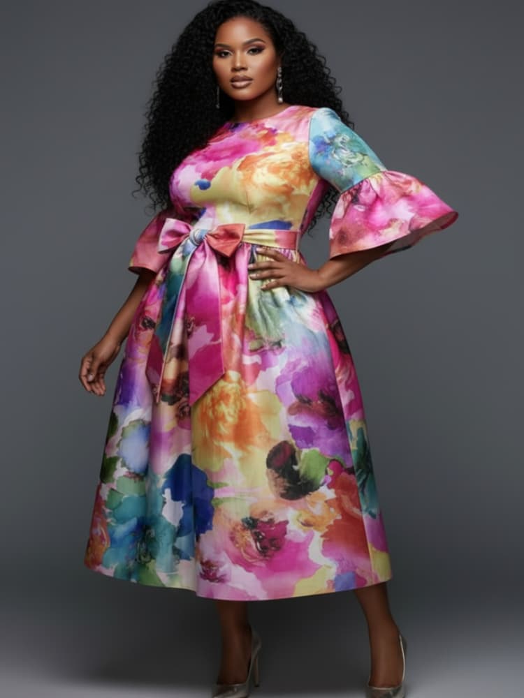 Abito midi a maniche svasate c - Midi Skirt Floral recensione e prezzo