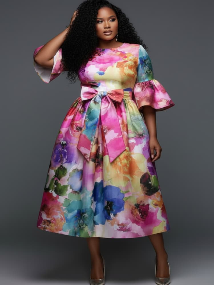 Abito midi a maniche svasate c - Midi Skirt Floral recensione e prezzo